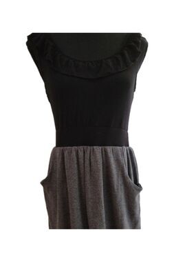 ANTHROPOLOGIE Little Yellow Button Here Today Here Tomorrow Dress Black